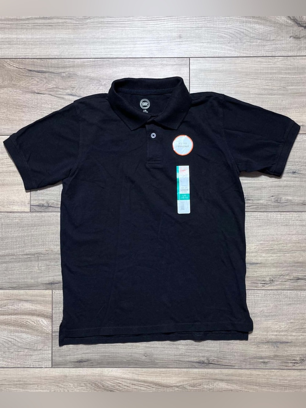 Wonder Nation Boys Short Sleeve Pique Polo Shirt Size Large (10-12) Black